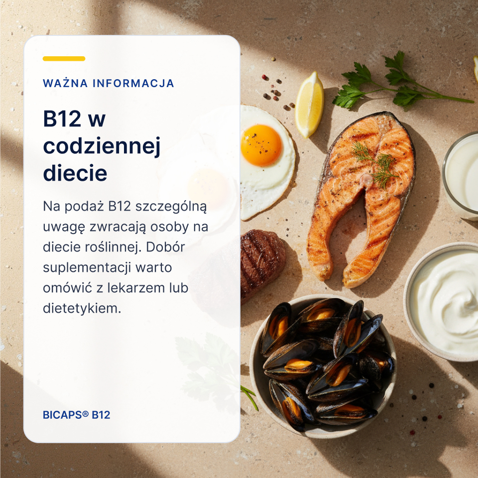 Karta o B12 w codziennej diecie, ryba, jaja, małże i nabiał